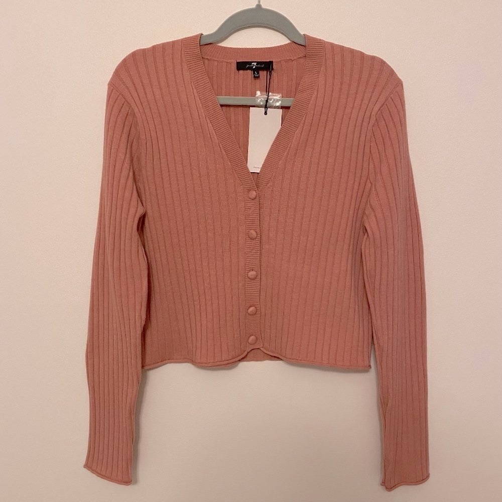 NWT 7 for all mankind Cropped Y2k Button Sweater L